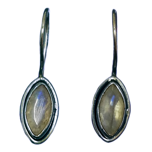 Boucles d’oreilles pierre de lune arc-en-ciel en argent massif 925