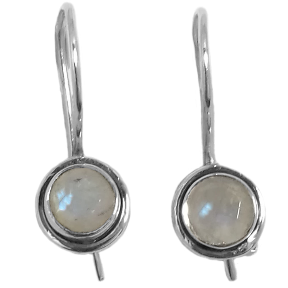 Boucles d’oreilles pierre de lune arc-en-ciel en argent massif 925