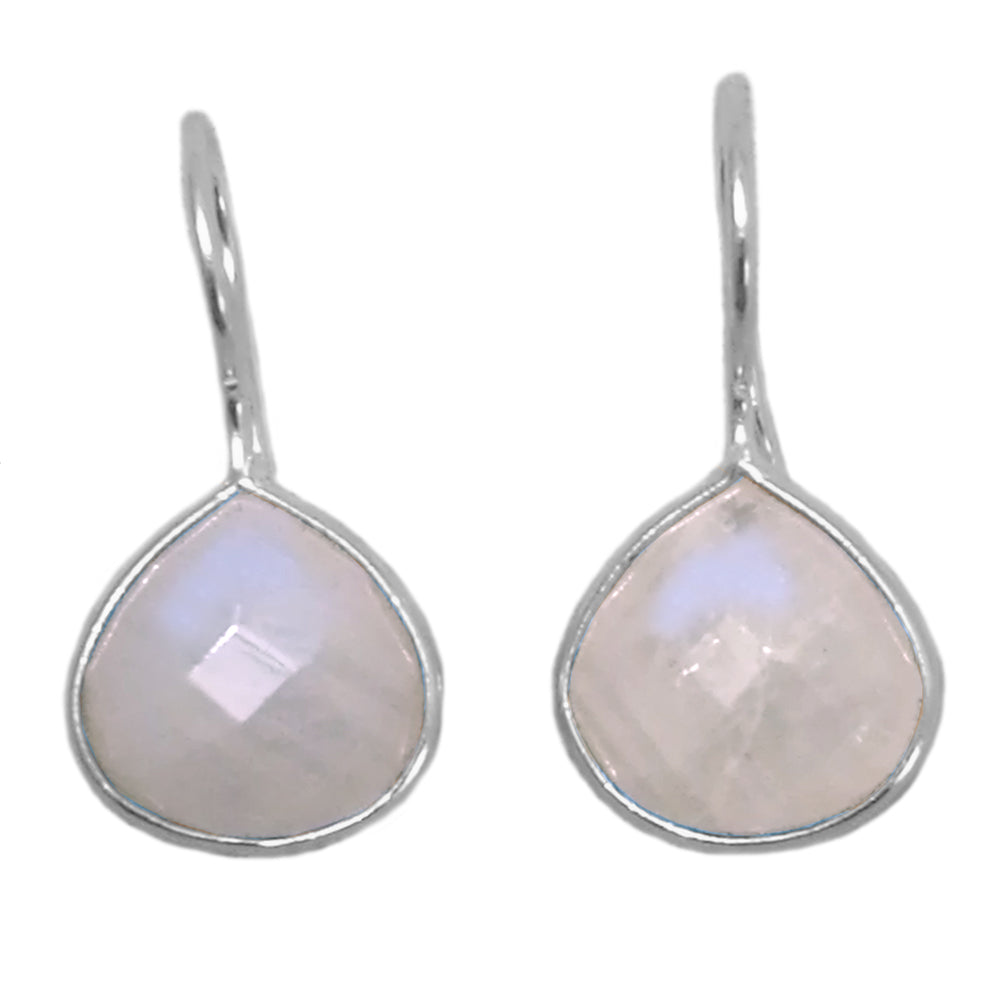 Rainbow moonstone sterling silver earrings