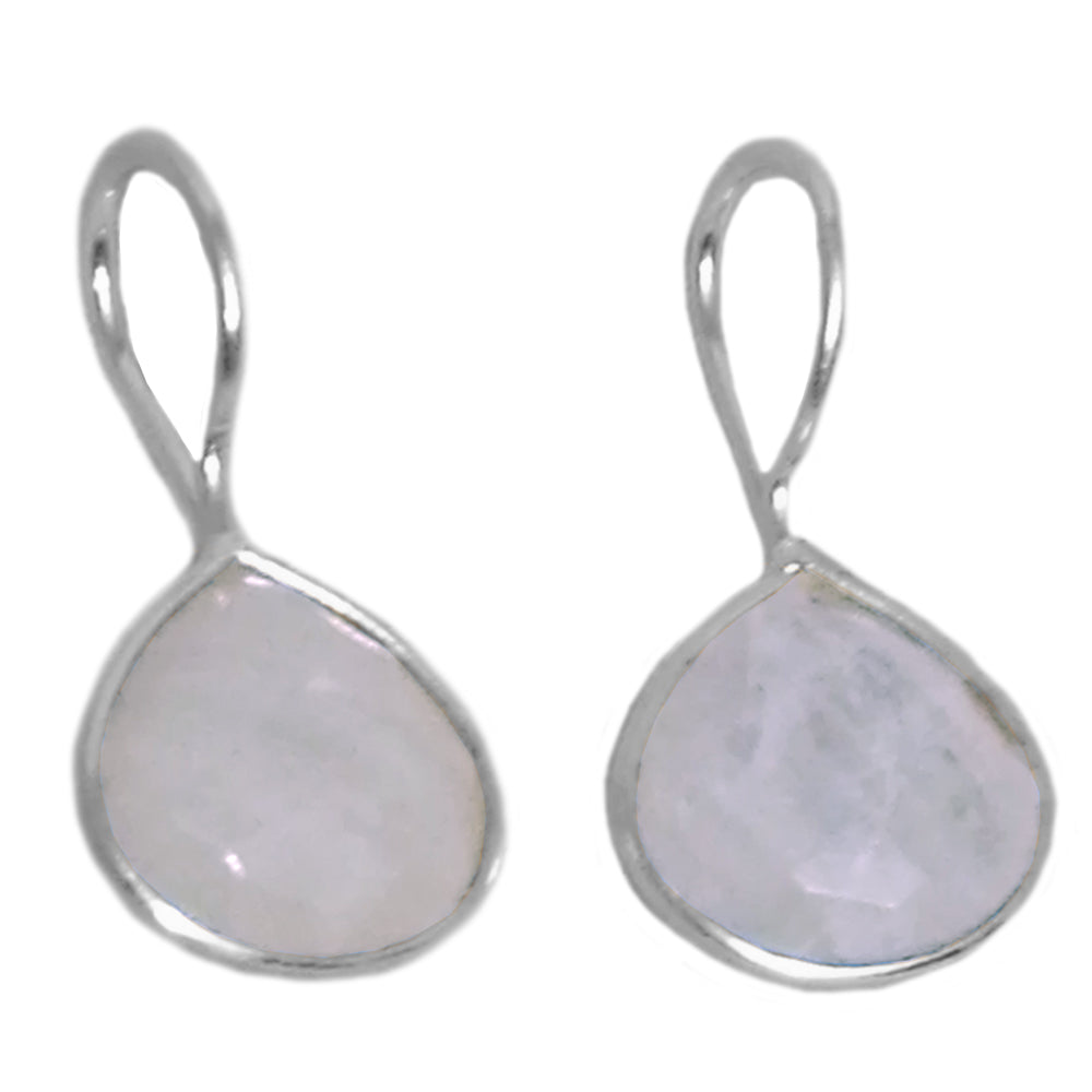 Boucles d’oreilles pendantes pierre de lune arc-en-ciel en argent massif 925