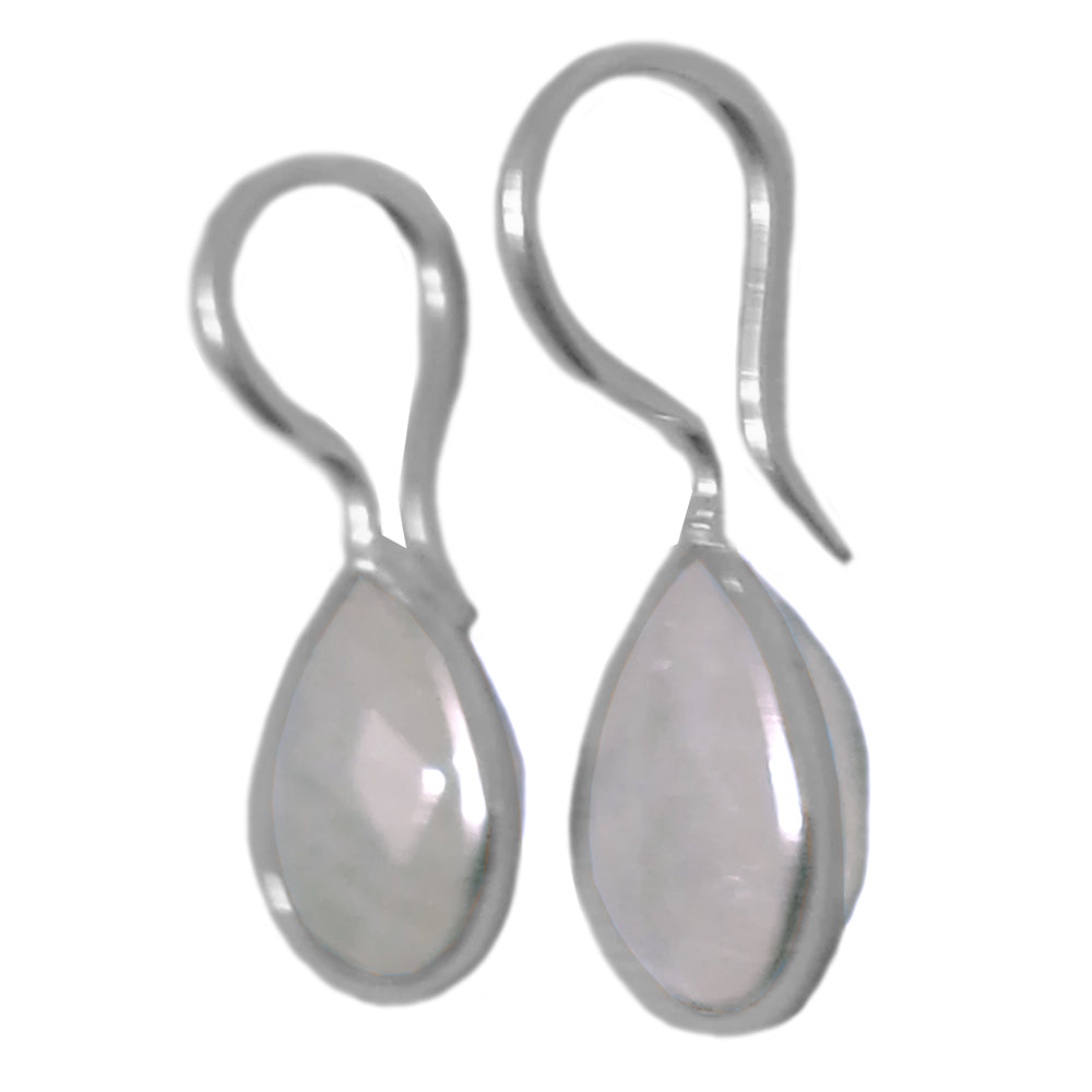 Boucles d’oreilles pendantes pierre de lune arc-en-ciel en argent massif 925