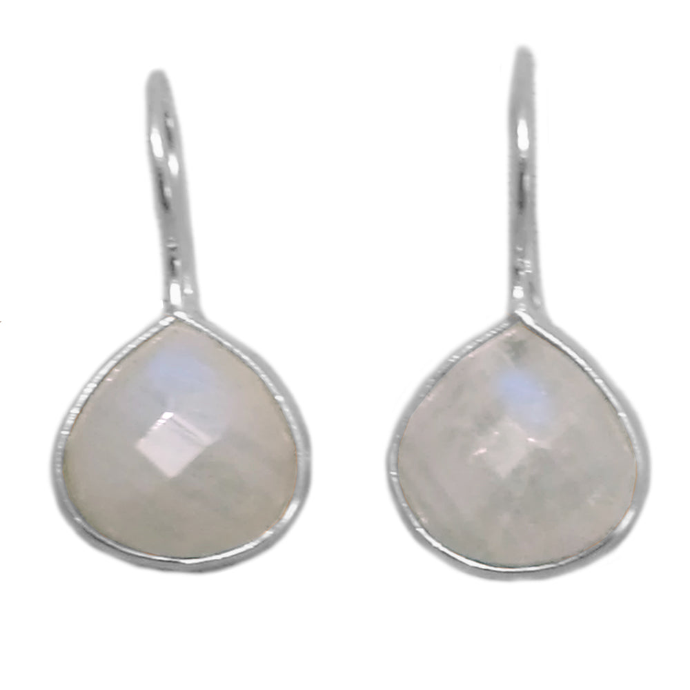 Rainbow moonstone sterling silver earrings