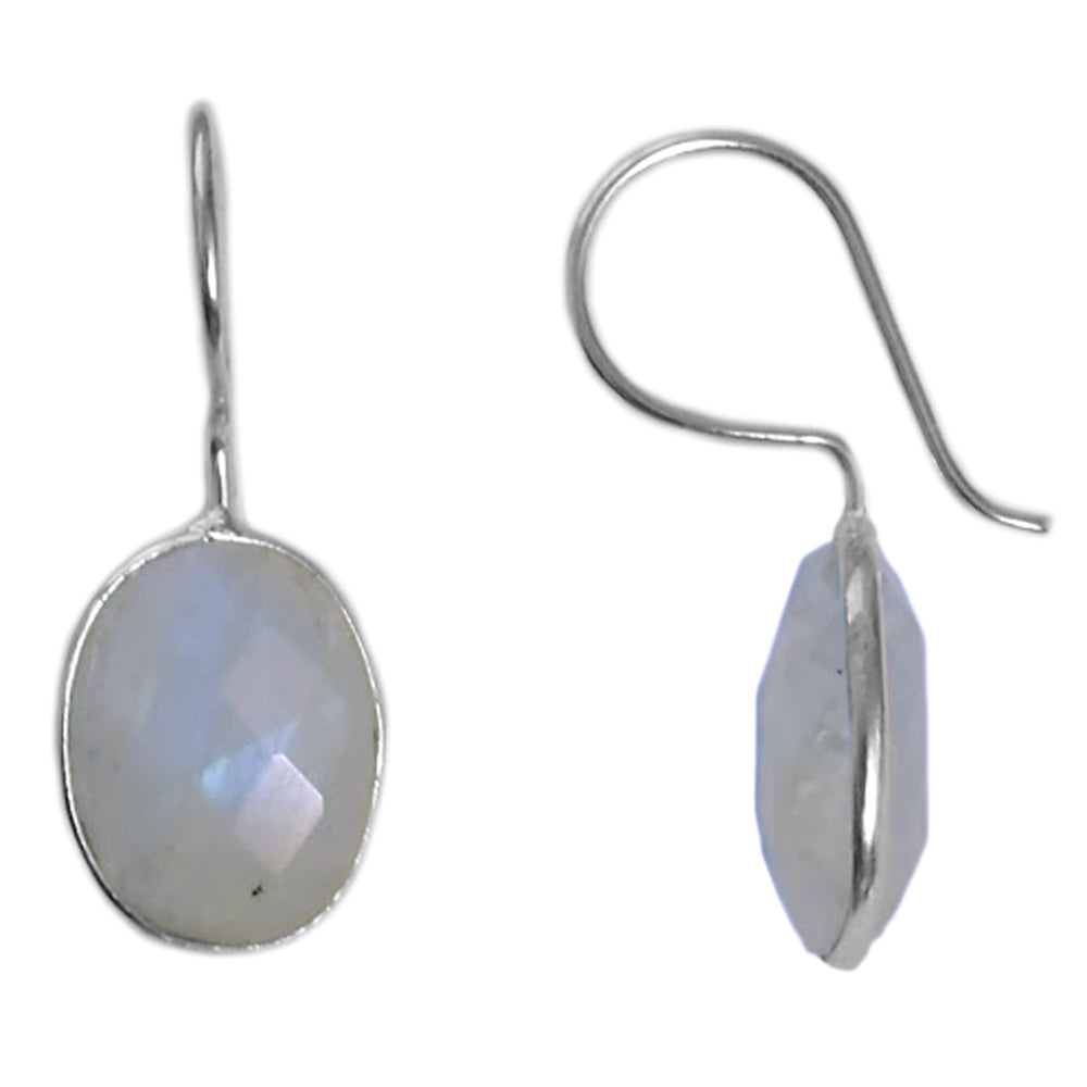 Rainbow moonstone sterling silver earrings