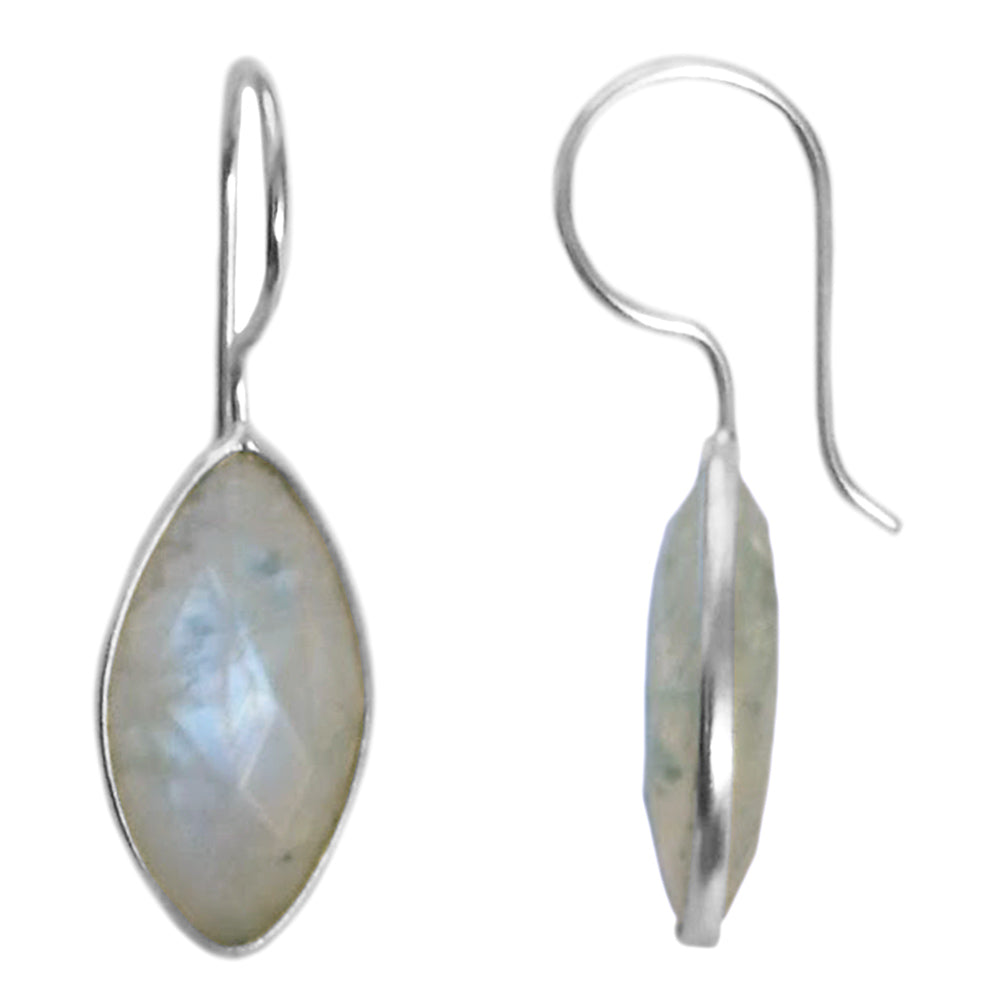 Rainbow moonstone sterling silver earrings