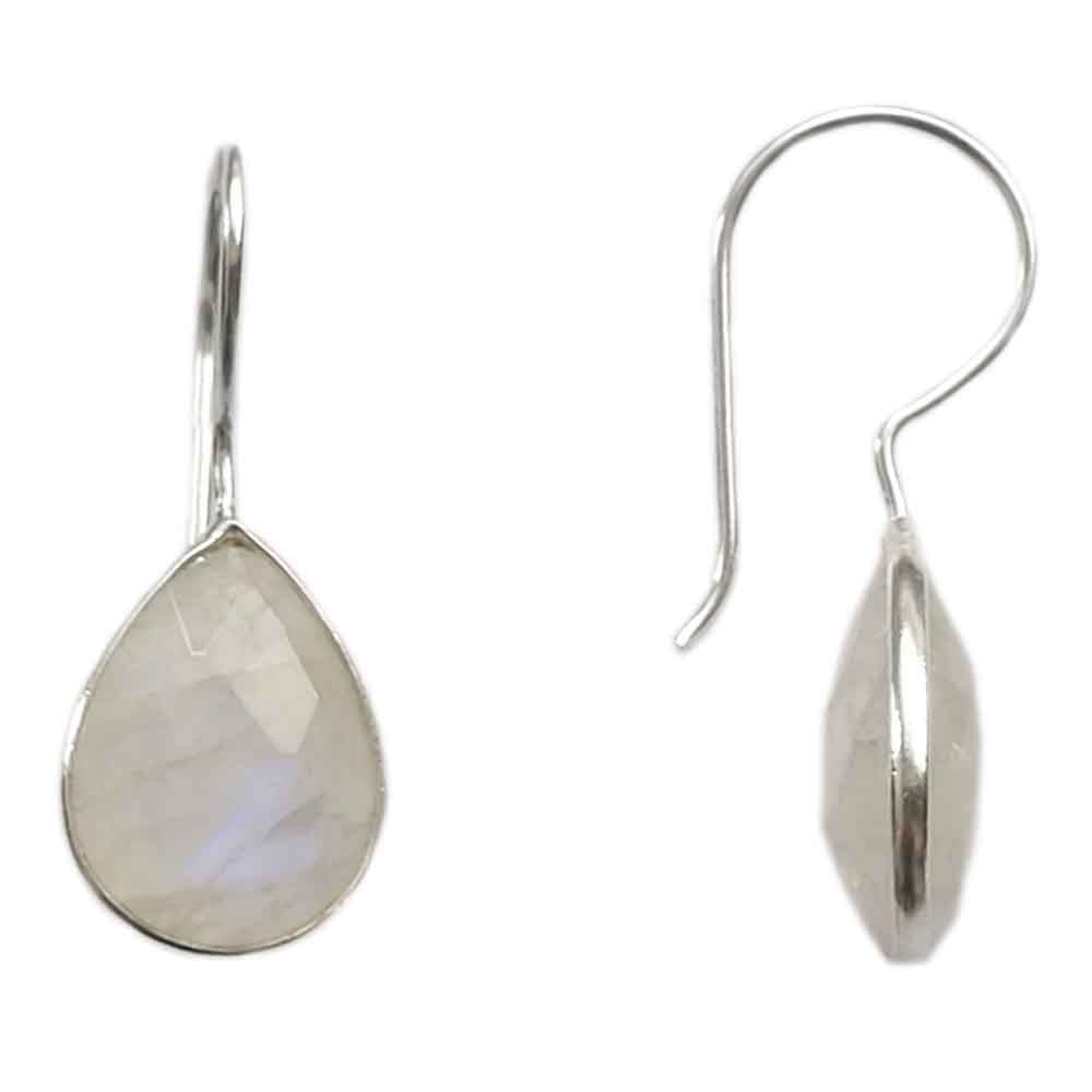 Rainbow moonstone sterling silver earrings