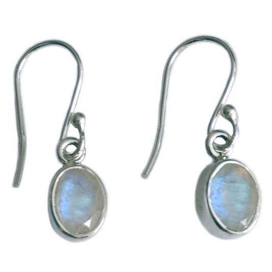 Boucles d’oreilles pierre de lune arc-en-ciel en argent massif 925