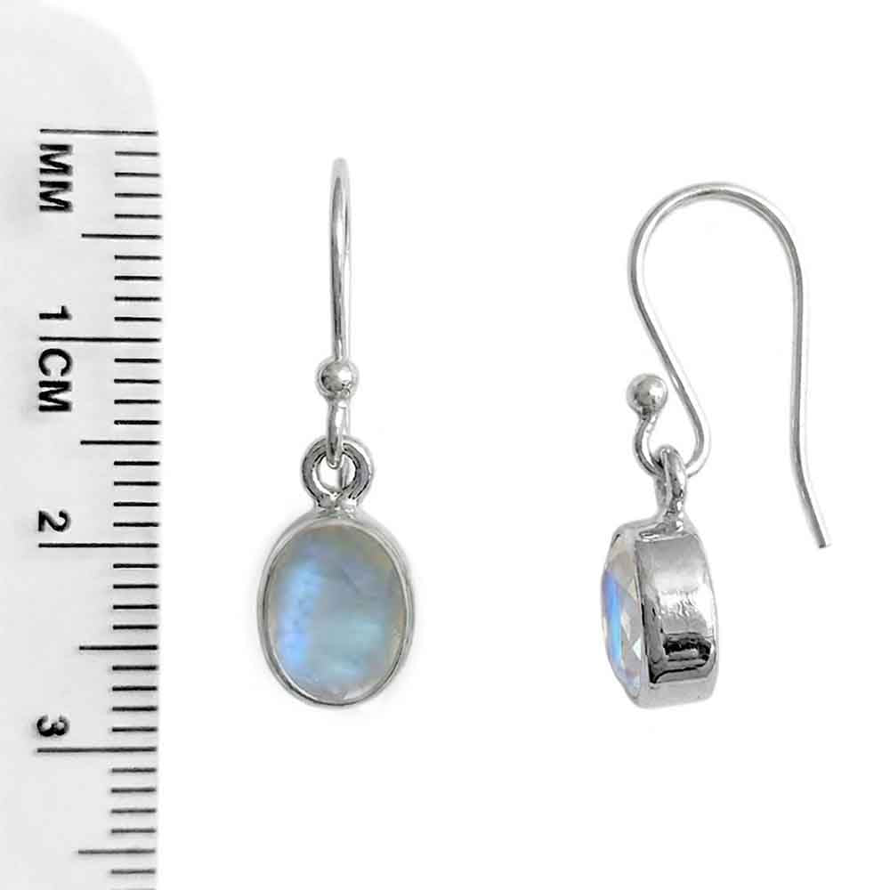 Rainbow moonstone sterling silver earrings