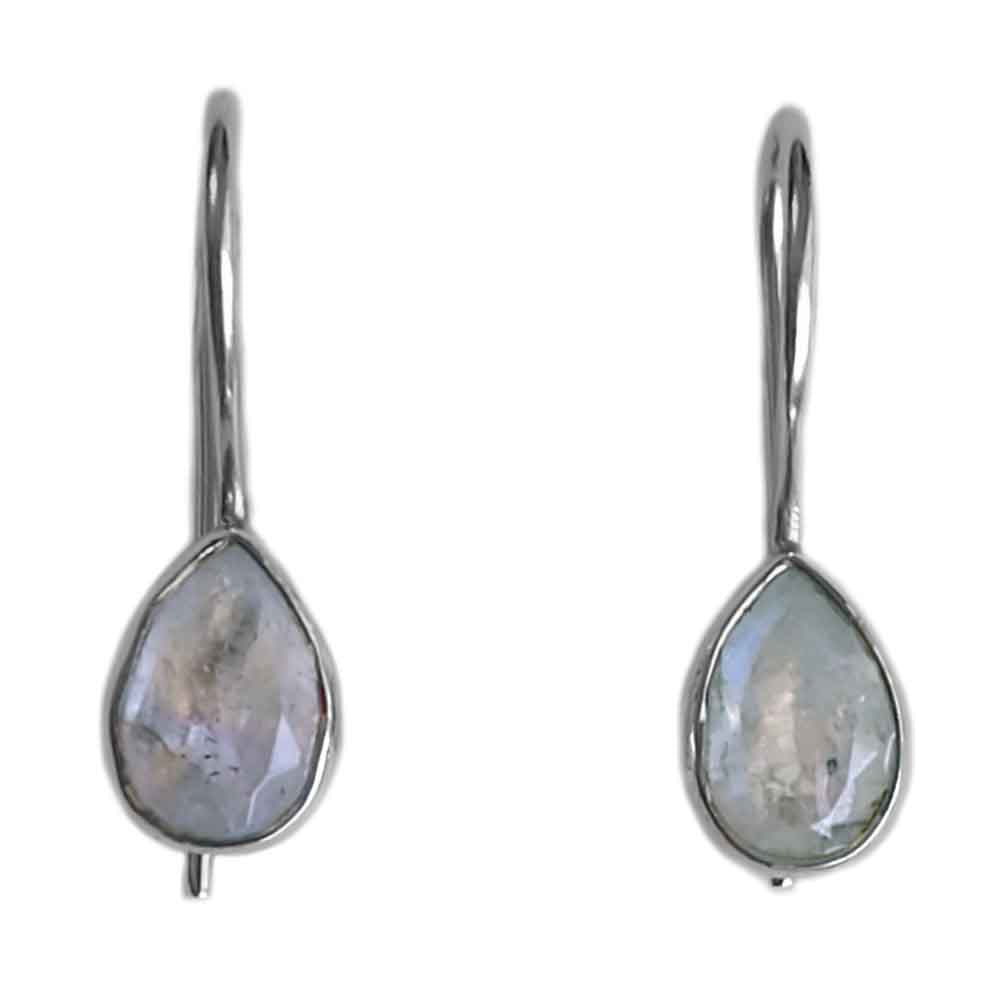 Boucles d’oreilles pierre de lune arc-en-ciel en argent massif 925