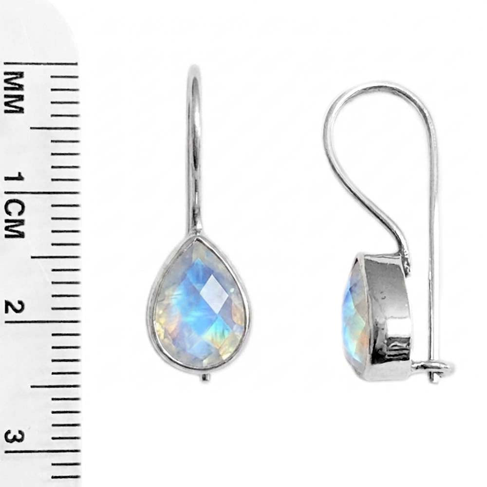 Boucles d’oreilles pierre de lune arc-en-ciel en argent massif 925