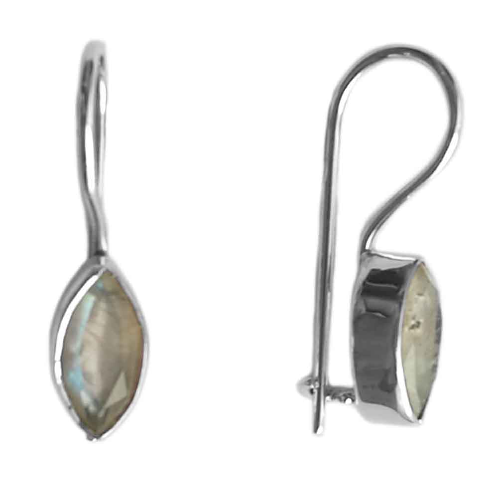 Boucles d’oreilles pierre de lune arc-en-ciel en argent massif 925