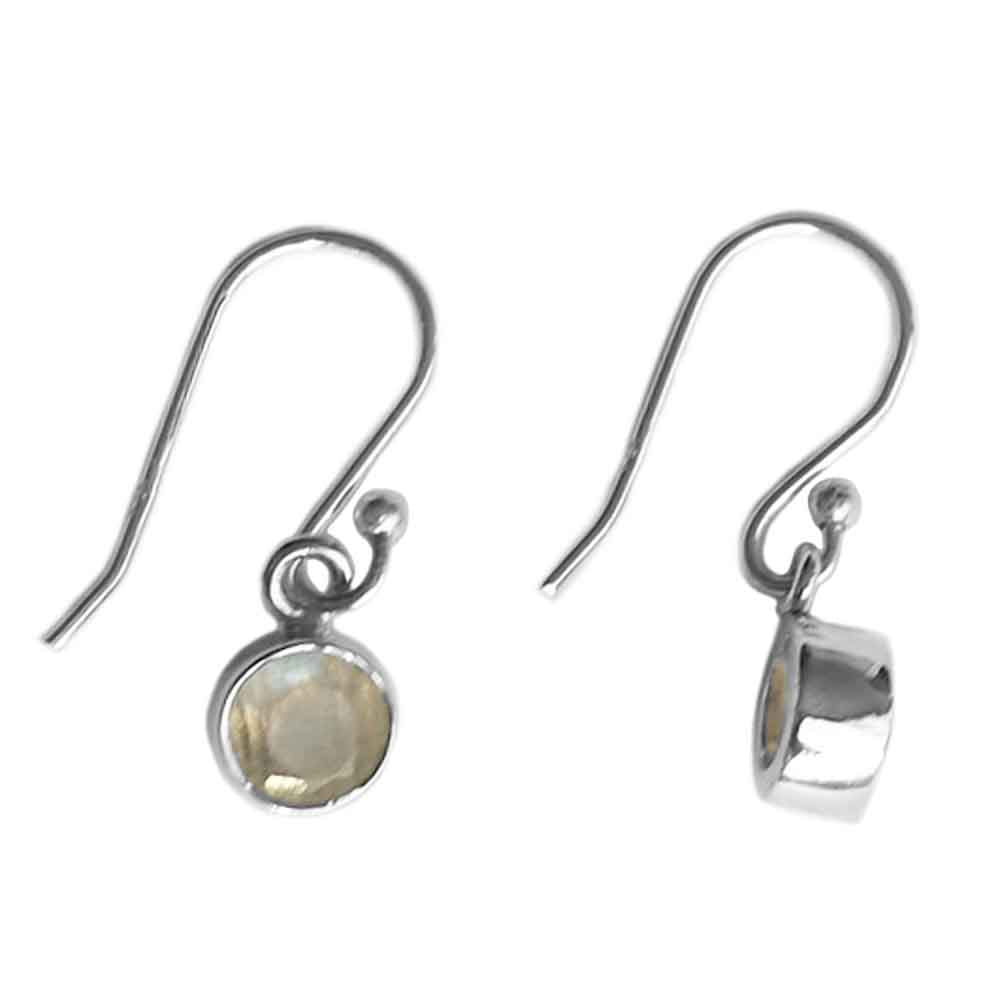 Boucles d’oreilles pendantes pierre de lune arc-en-ciel en argent massif 925