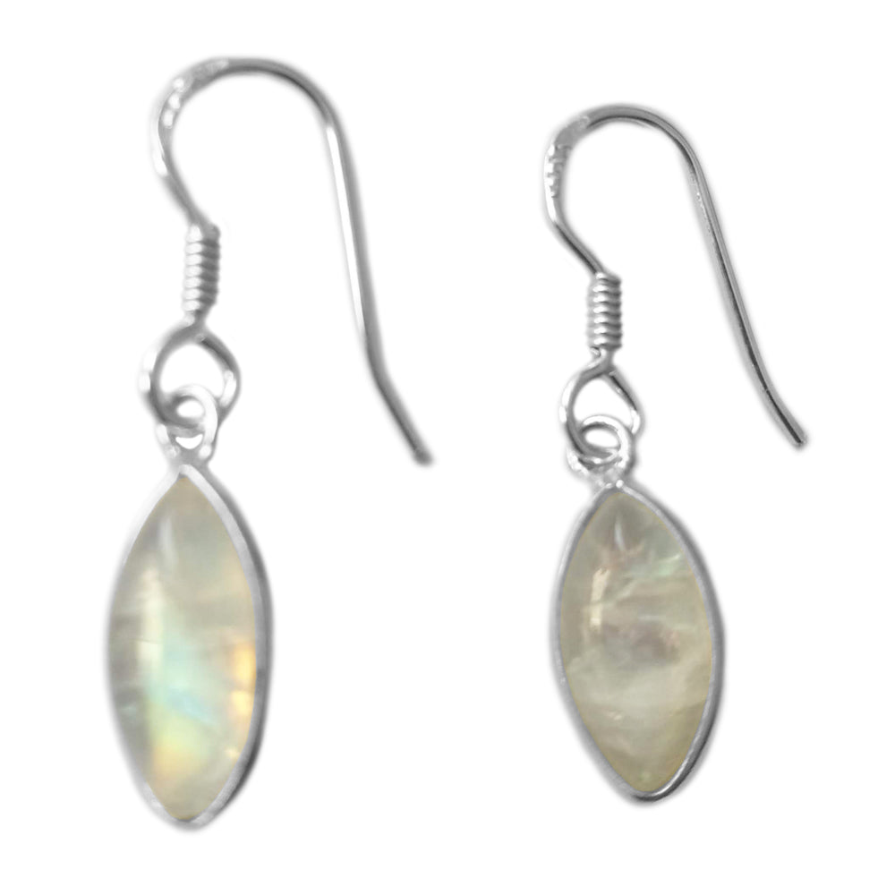 Boucles d’oreilles pierre de lune arc-en-ciel en argent massif 925