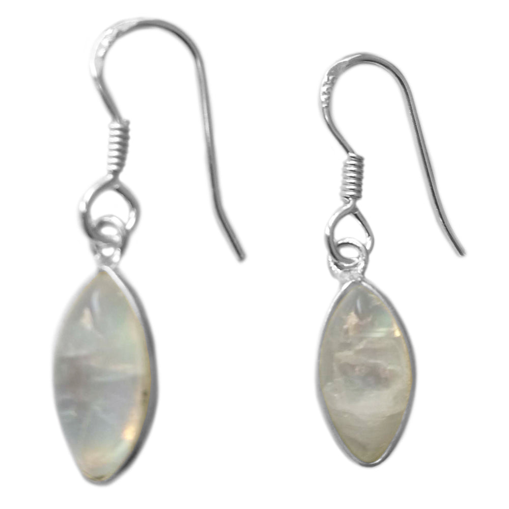 Boucles d’oreilles pierre de lune arc-en-ciel en argent massif 925