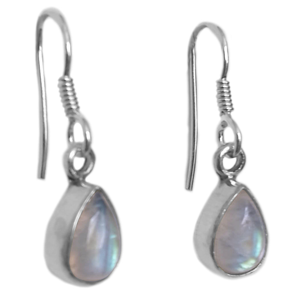 Boucles d’oreilles pierre de lune arc-en-ciel en argent massif 925