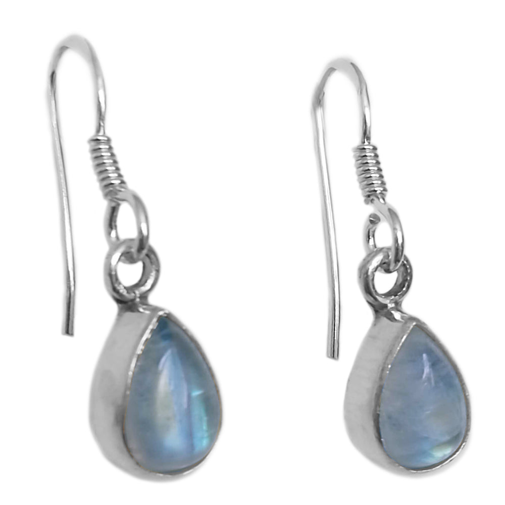 Boucles d’oreilles pierre de lune arc-en-ciel en argent massif 925