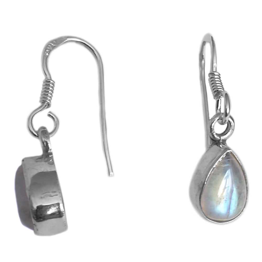 Boucles d’oreilles pierre de lune arc-en-ciel en argent massif 925