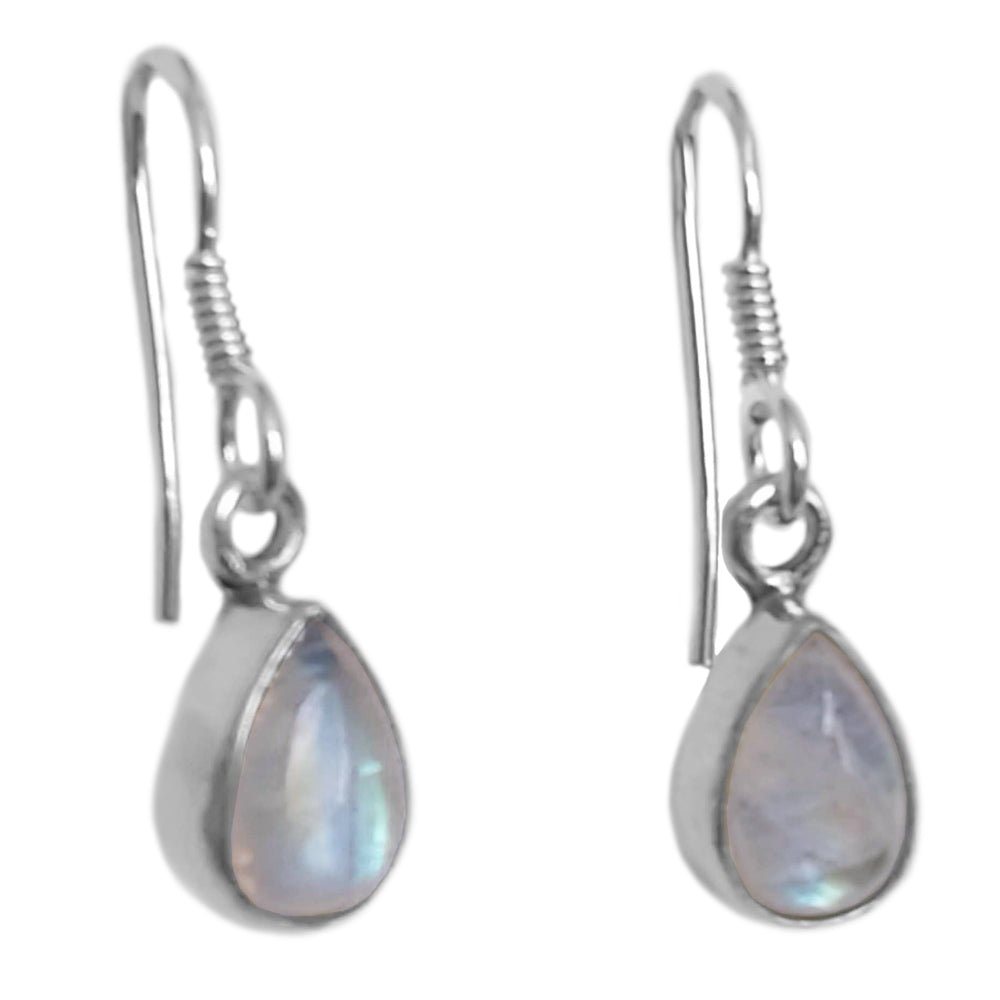 Boucles d’oreilles pierre de lune arc-en-ciel en argent massif 925