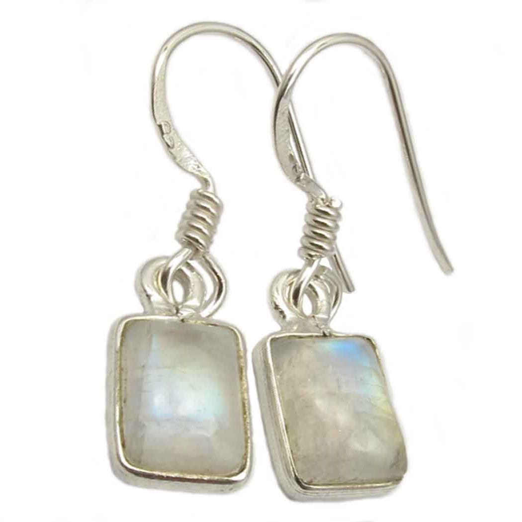 Rainbow moonstone sterling silver earrings