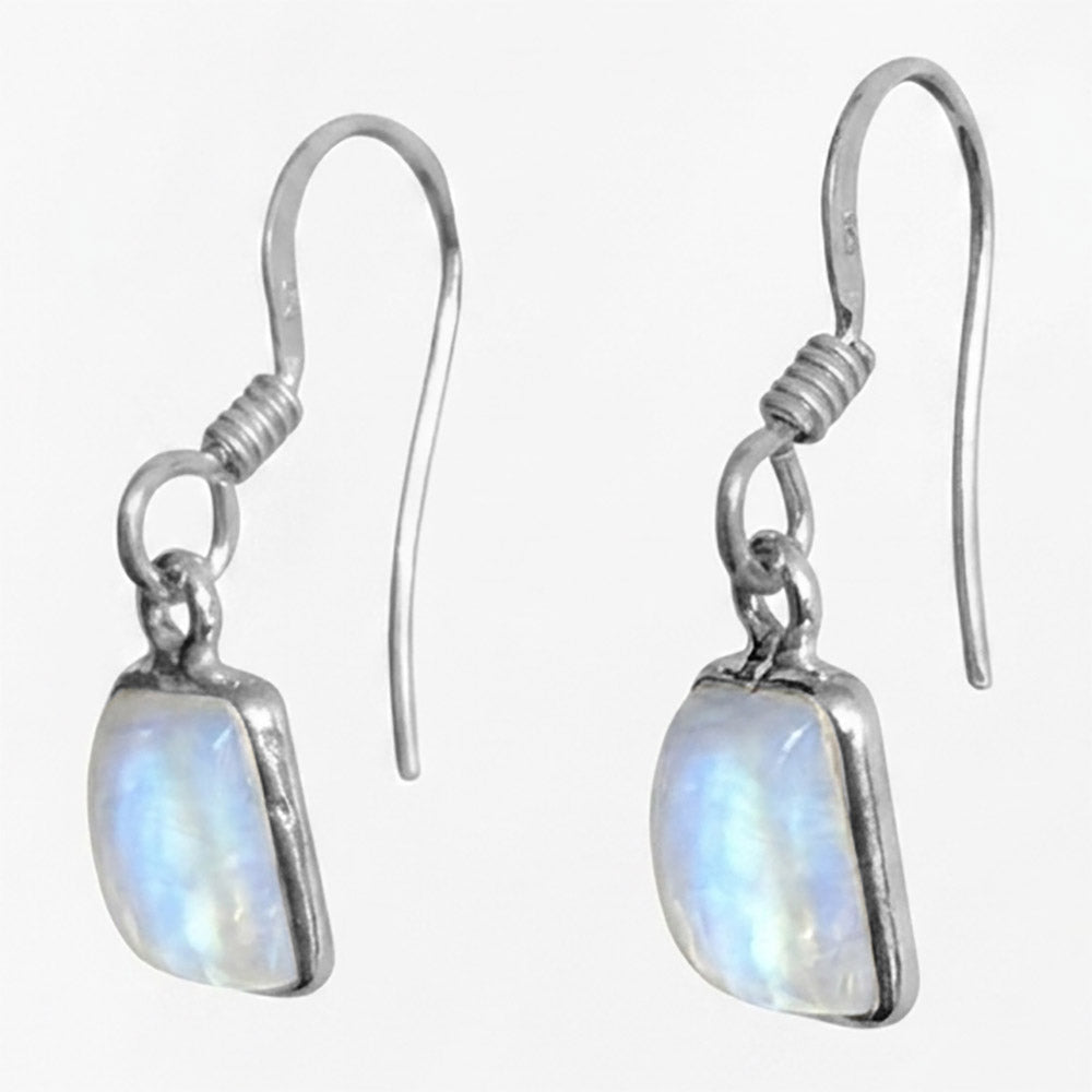 Boucles d’oreilles pierre de lune arc-en-ciel en argent massif 925