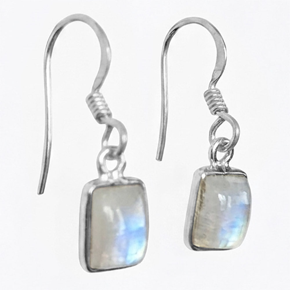 Boucles d’oreilles pierre de lune arc-en-ciel en argent massif 925