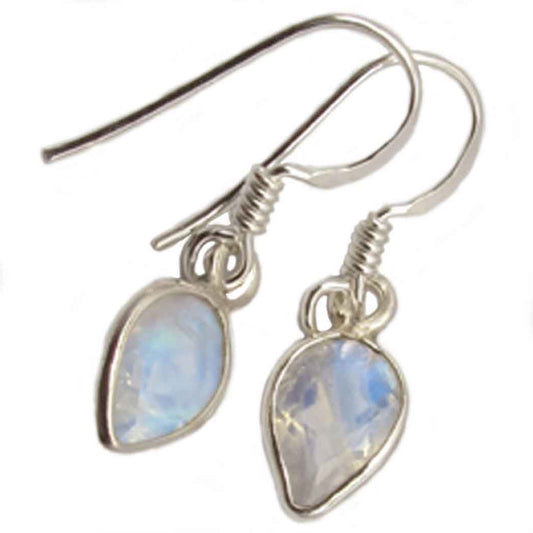 Boucles d’oreilles pierre de lune arc-en-ciel en argent massif 925