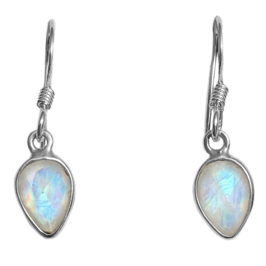 Boucles d’oreilles pierre de lune arc-en-ciel en argent massif 925