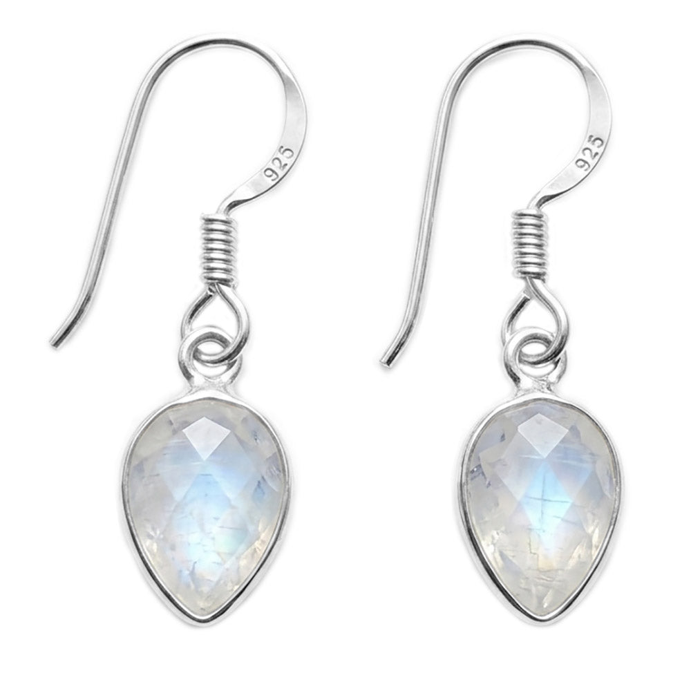 Rainbow moonstone sterling silver earrings