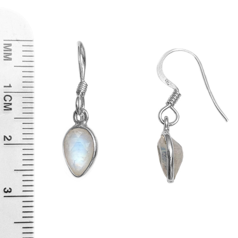 Rainbow moonstone sterling silver earrings