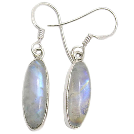 Rainbow moonstone sterling silver drop earrings