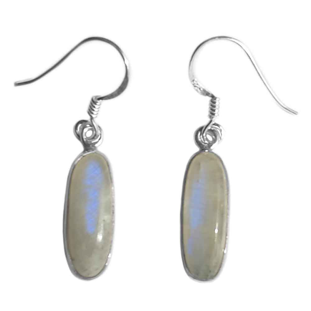 Rainbow moonstone sterling silver drop earrings