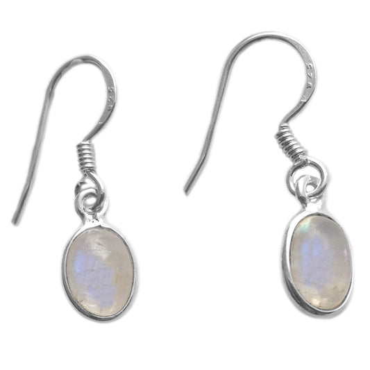 Boucles d’oreilles pierre de lune arc-en-ciel en argent massif 925