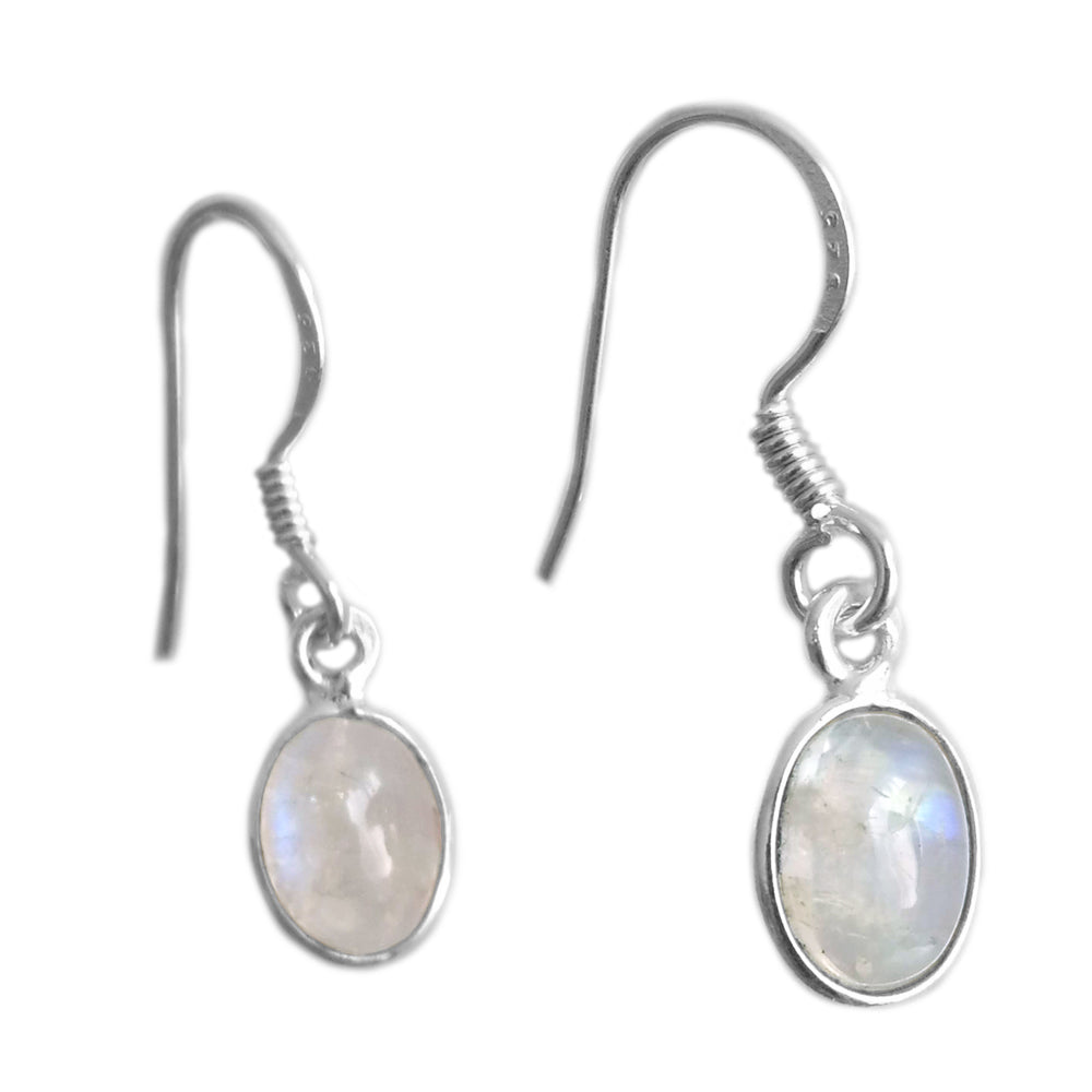 Boucles d’oreilles pierre de lune arc-en-ciel en argent massif 925