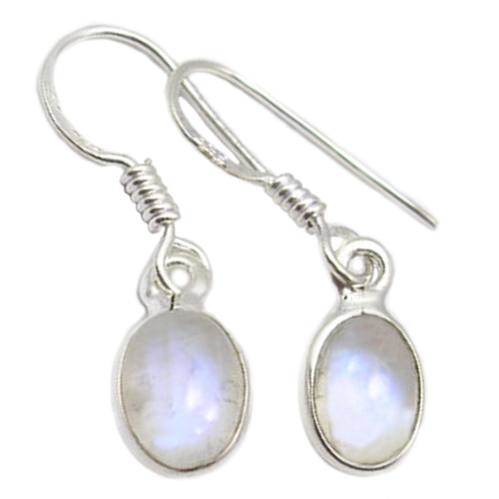 Boucles d’oreilles pierre de lune arc-en-ciel en argent massif 925