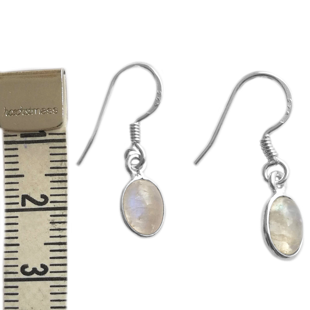 Rainbow moonstone sterling silver earrings