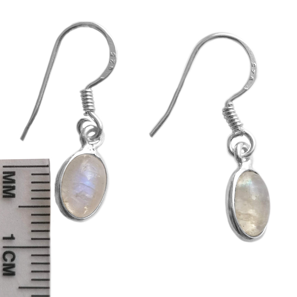 Boucles d’oreilles pierre de lune arc-en-ciel en argent massif 925