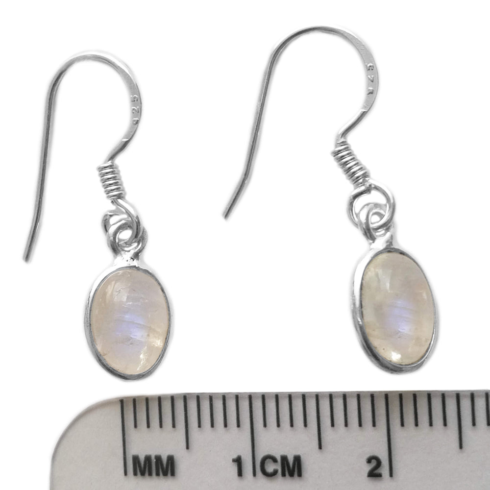 Rainbow moonstone sterling silver earrings