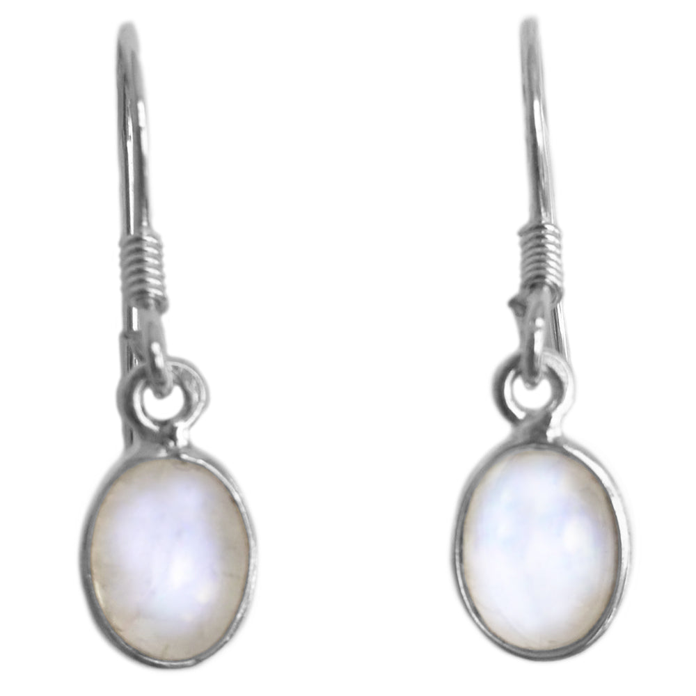 Boucles d’oreilles pierre de lune arc-en-ciel en argent massif 925