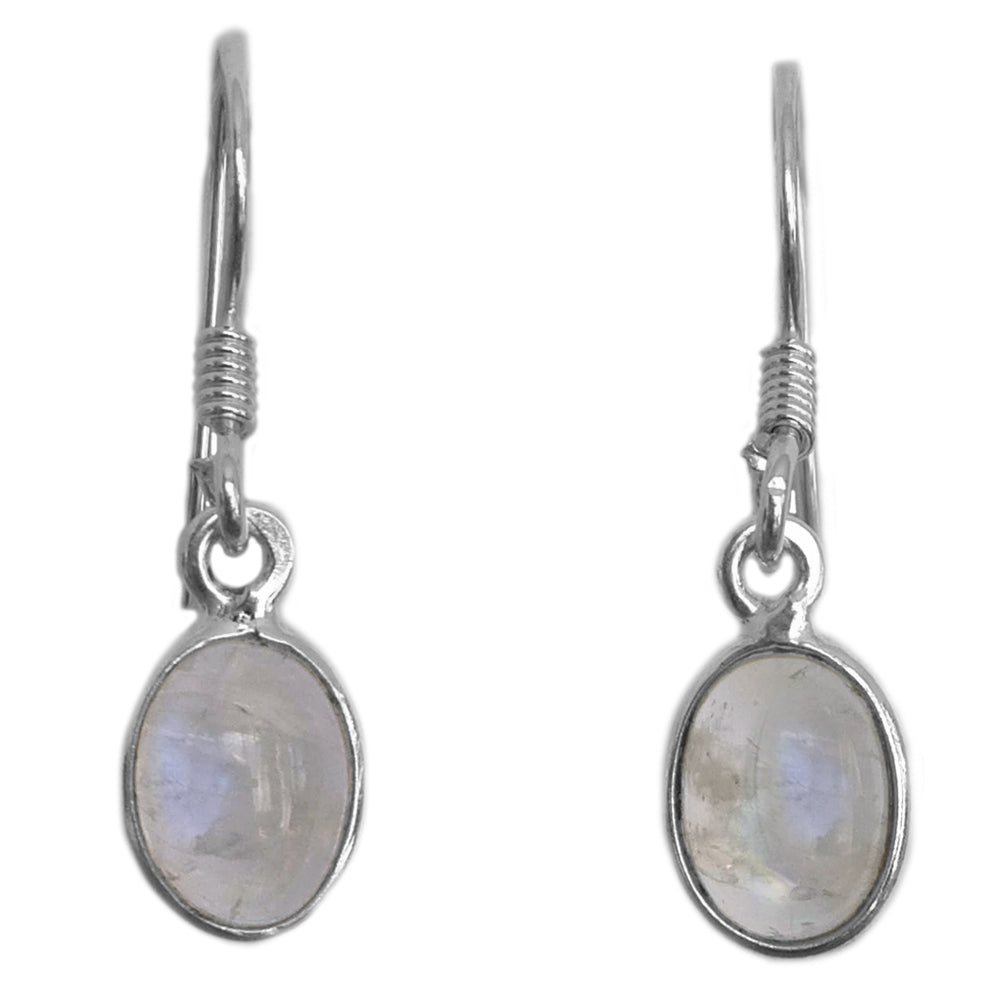 Boucles d’oreilles pierre de lune arc-en-ciel en argent massif 925