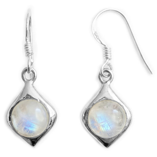 Rainbow moonstone sterling silver drop earrings