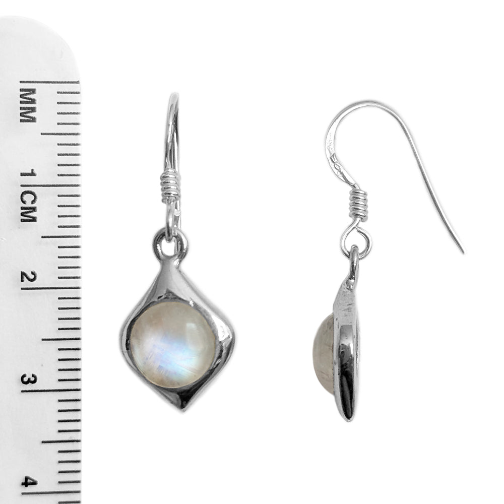 Rainbow moonstone sterling silver drop earrings