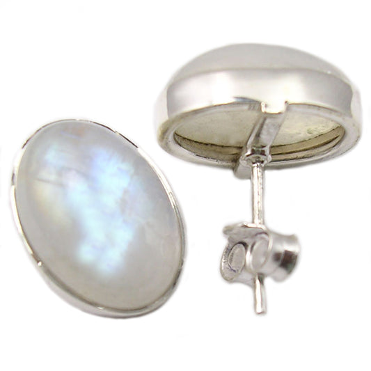 Rainbow moonstone sterling silver drop earrings