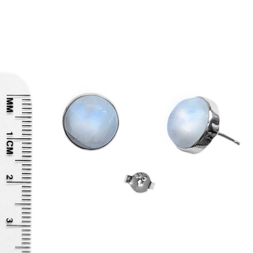 Clous d’oreilles pierre de lune arc-en-ciel en argent massif 925