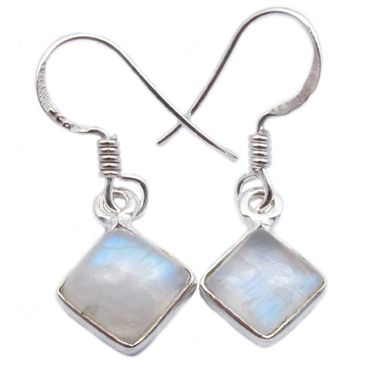 Rainbow moonstone sterling silver earrings