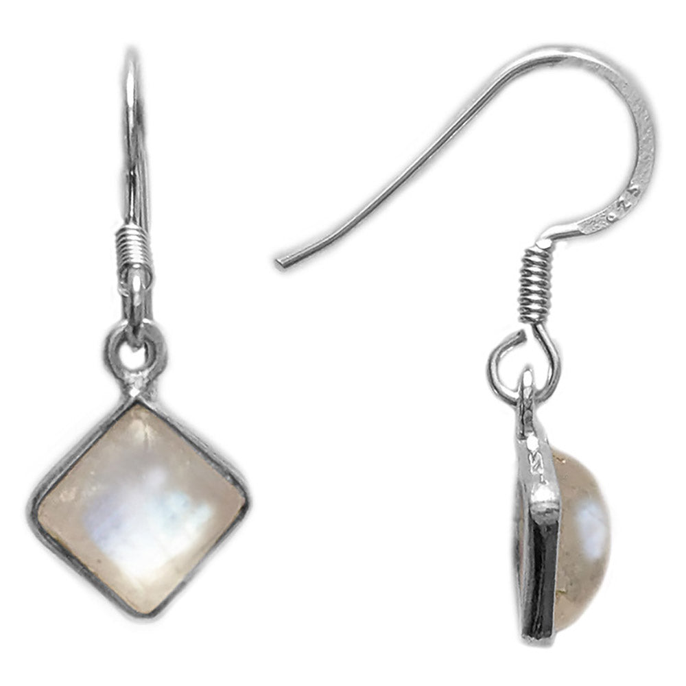 Boucles d’oreilles pierre de lune arc-en-ciel en argent massif 925