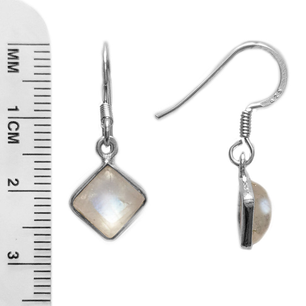 Boucles d’oreilles pierre de lune arc-en-ciel en argent massif 925