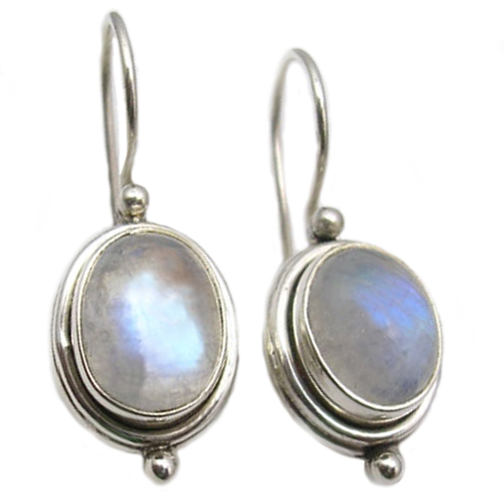 Rainbow moonstone sterling silver earrings