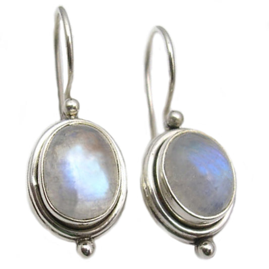 Boucles d’oreilles pierre de lune arc-en-ciel en argent massif 925