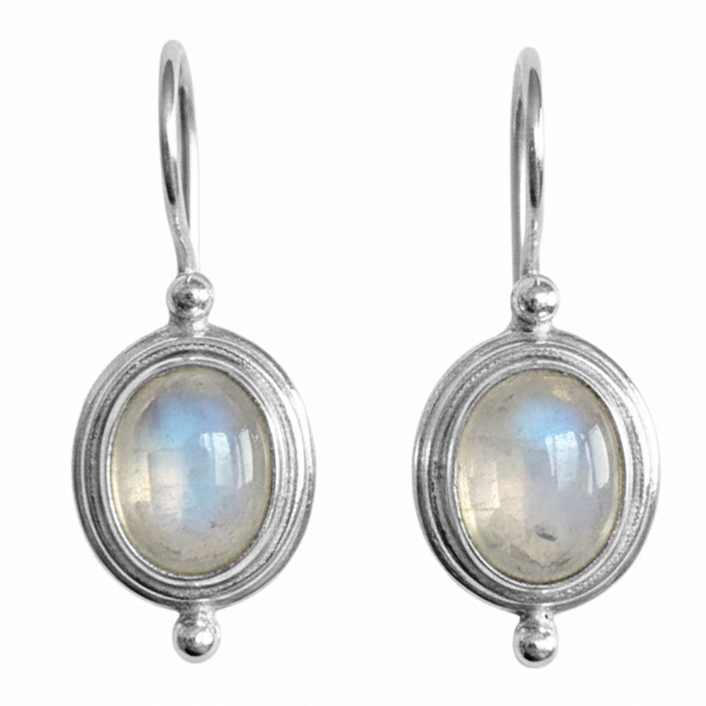 Boucles d’oreilles pierre de lune arc-en-ciel en argent massif 925