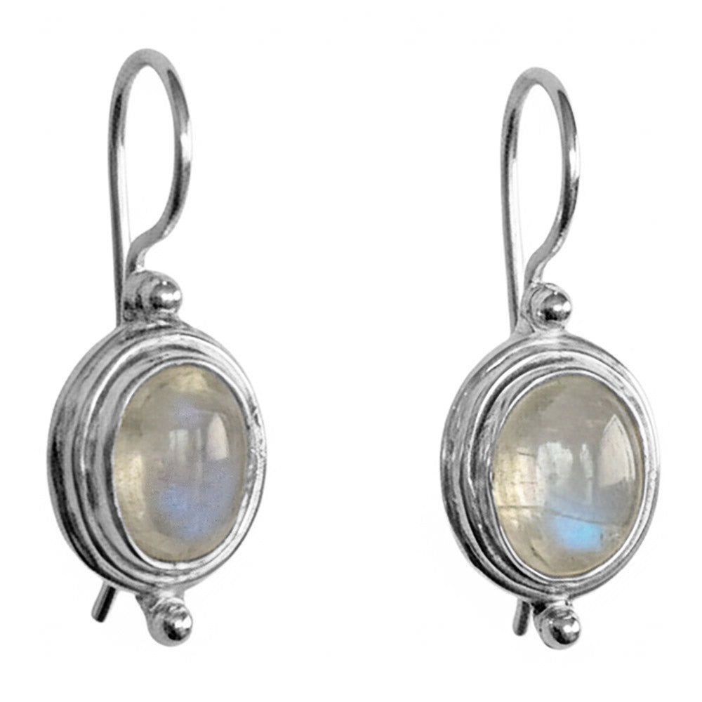 Boucles d’oreilles pierre de lune arc-en-ciel en argent massif 925