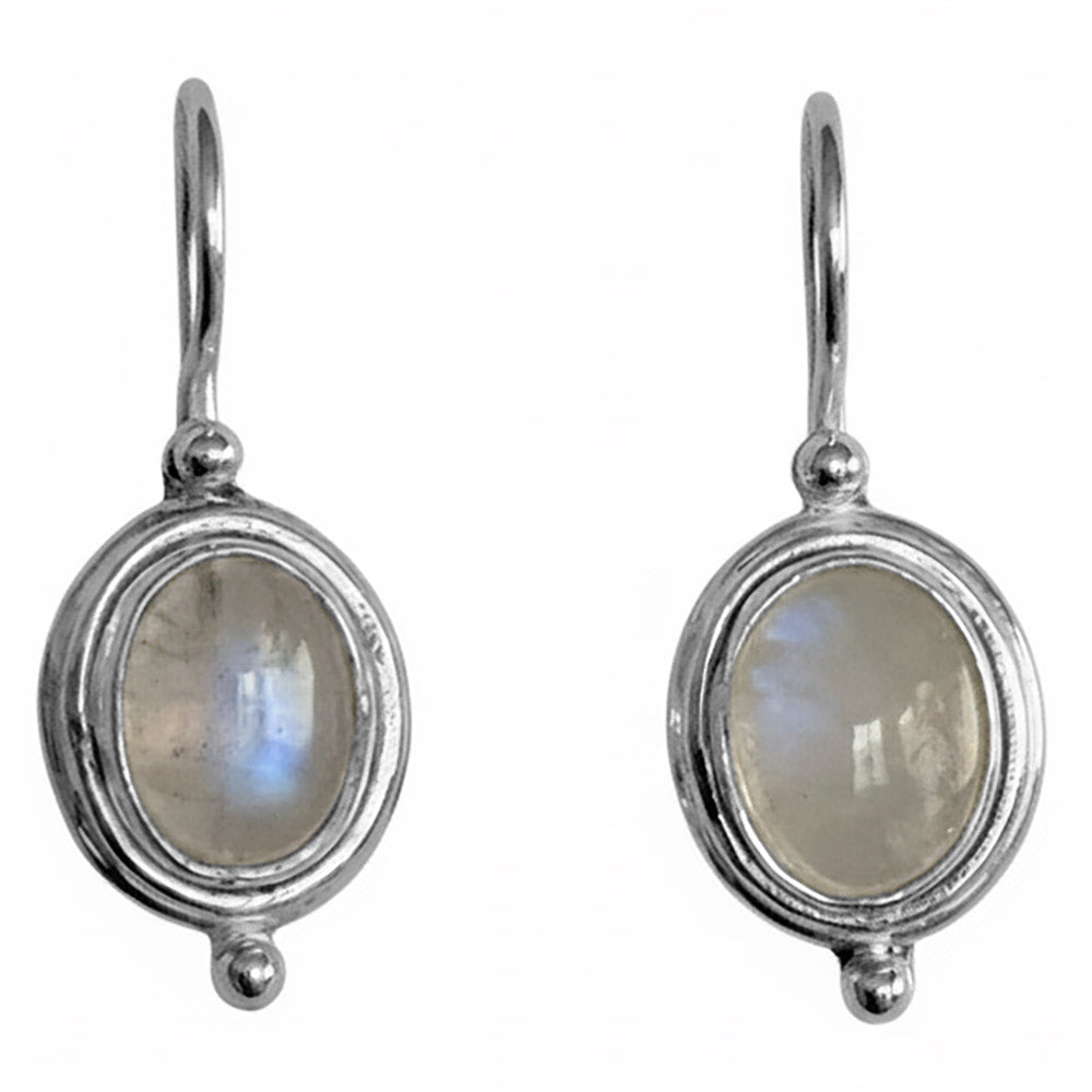 Boucles d’oreilles pierre de lune arc-en-ciel en argent massif 925